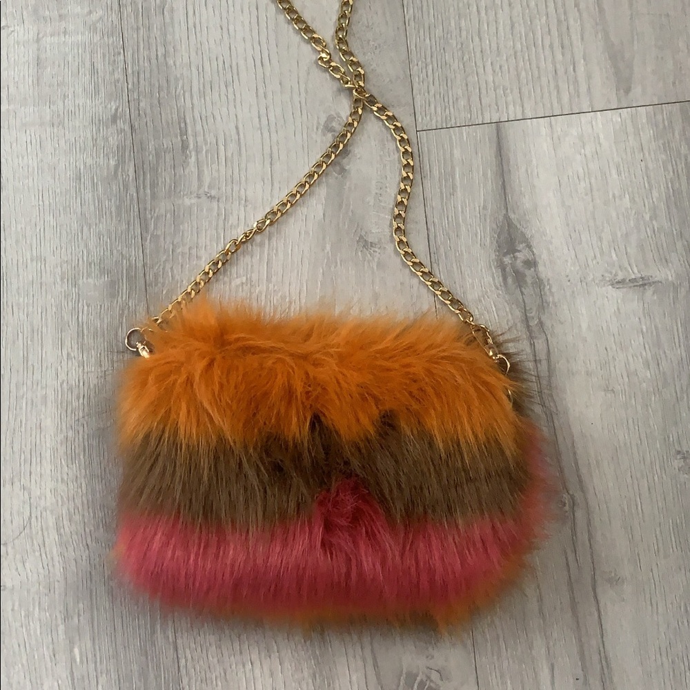 Furry multicolored purse